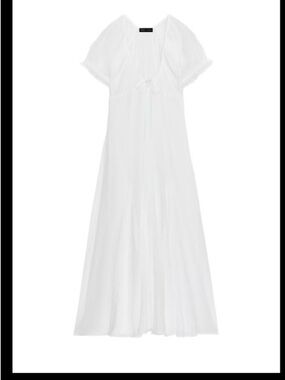 Zara Cotton Chiffon White Maxi Dress